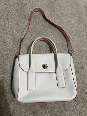 Kate Spade Cream Satchel with Red Pink Trim